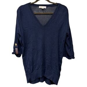 Michael Kors Blue Size Small Workwear Crochet Pullover Sweater Casual